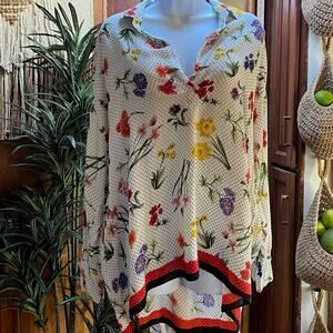 Zara Y2K Floral Blouse Top Tunic | Women's M | Boho High Low Polka Dot